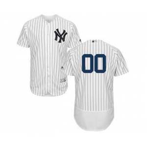 Men's New York Yankees Customized Home White Navy Flex Base Custom Baseball Baseball Jersey