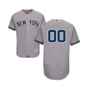 Men's New York Yankees Customized Road Gray Flex Base Custom Baseball Baseball Jersey