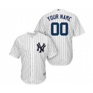 Men's New York Yankees Customized White Navy Home Cool Base Custom Baseball Baseball Jersey