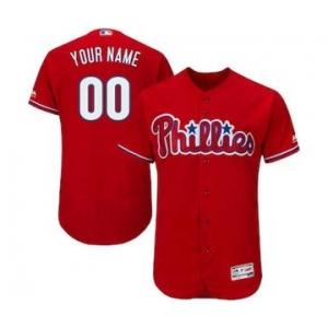 Men's Philadelphia Phillies Customized Alternate Scarlet Flex Base Custom Baseball Baseball Jersey