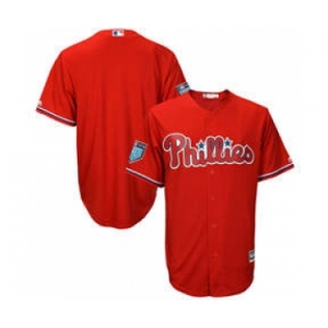 Men's Philadelphia Phillies Customized Majestic Scarlet 2018 Spring Training Cool Base Team Jersey