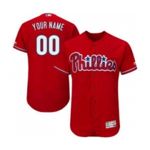 Men's Philadelphia Phillies Majestic Alternate Scarlet Flex Base Collection Customized Jersey