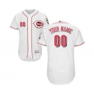 Men's Cincinnati Reds Customized Home White Flex Base Custom Baseball Baseball Jersey