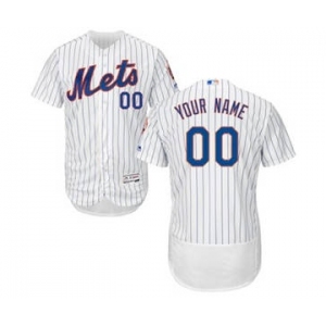 Men's New York Mets Customized Home White Royal Flex Base Custom Baseball Baseball Jersey