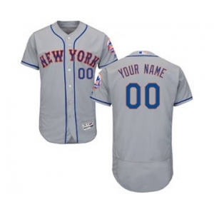 Men's New York Mets Customized Road Gray Flex Base Custom Baseball Baseball Jersey