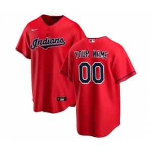 Men's Cleveland Indians Alternate 2020 Baseball Custom Cool Base Jersey - Red