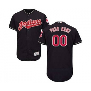 Men's Cleveland Indians Customized Alternate Navy Flex Base Custom Baseball Baseball Jersey