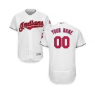 Men's Cleveland Indians Customized Home White Flex Base Custom Baseball Baseball Jersey