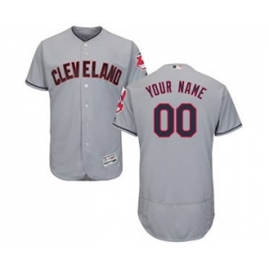 Men's Cleveland Indians Customized Road Gray Flex Base Custom Baseball Baseball Jersey