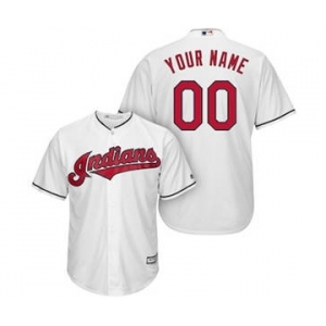 Men's Cleveland Indians Customized White Cool Base Custom Baseball Baseball Jersey