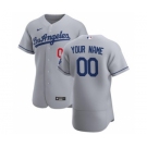 Men's Los Angeles Dodgers Custom Gray Road 2020 Authentic Team Baseball Jersey