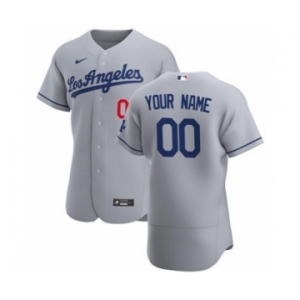 Men's Los Angeles Dodgers Custom Gray Road 2020 Authentic Team Baseball Jersey