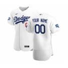 Men's Los Angeles Dodgers Custom White Home 2020 World Series Champions Authentic Player Baseball Jersey