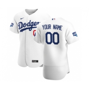 Men's Los Angeles Dodgers Custom White Home 2020 World Series Champions Authentic Player Baseball Jersey