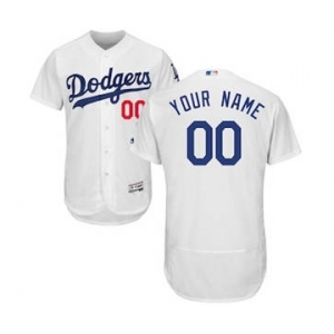 Men's Los Angeles Dodgers Customized Home White Flex Base Custom Baseball Baseball Jersey