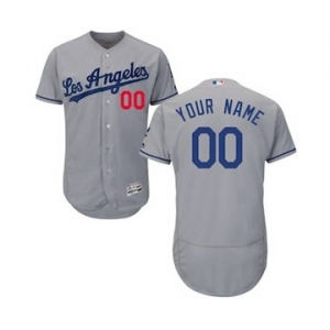 Men's Los Angeles Dodgers Customized Road Gray Flex Base Custom Baseball Baseball Jersey