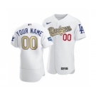 Men's Los Angeles Dodgers Customized White Gold 2020 World Series Champions Patch Stitched Baseball Jersey