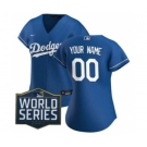 Women's Custom Jersey Los Angeles Dodgers 2020 World Series Patch Royal