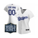 Women's Custom Jersey Los Angeles Dodgers 2020 World Series Patch White