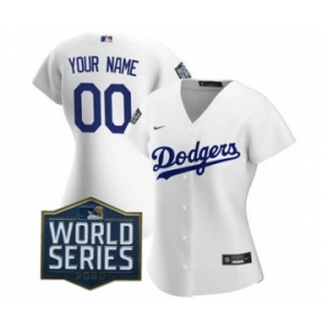 Women's Custom Jersey Los Angeles Dodgers 2020 World Series Patch White