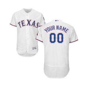 Men's Texas Rangers Customized Home White Flex Base Custom Baseball Baseball Jersey