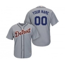 Men's Detroit Tigers Customized Gray Cool Base Custom Baseball Baseball Jersey