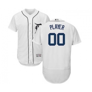 Men's Detroit Tigers Customized White 2018 Home Flex Base Custom Baseball Baseball Jersey