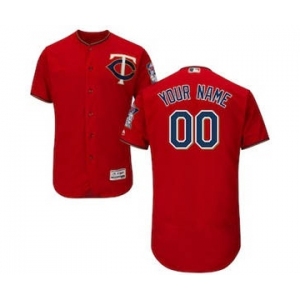 Men's Minnesota Twins Customized Alternate Scarlet Flex Base Custom Baseball Baseball Jersey