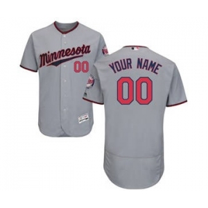 Men's Minnesota Twins Customized Road Gray Flex Base Custom Baseball Baseball Jersey