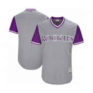 Men's Colorado Rockies Customized Gray 2017 Little League World Series Players Weekend Jersey