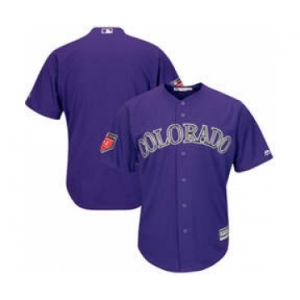 Men's Colorado Rockies Customized Majestic Purple 2018 Spring Training Cool Base Team Jersey