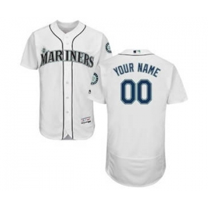 Men's Seattle Mariners Customized Home White Flex Base Custom Baseball Baseball Jersey