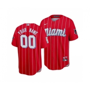 Men's Miami Marlins ACTIVE PLAYER Custom Red 2021 City Connect Cool Base Stitched Baseball Jersey