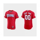 Men's Miami Marlins ACTIVE PLAYER Custom Red 2021 City Connect Flex Base Stitched Baseball Jersey