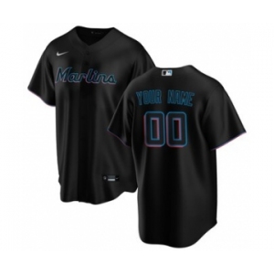 Men's Miami Marlins Alternate 2020 Baseball Custom Cool Base Jersey - Black