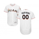 Men's Miami Marlins Customized Home White Flex Base Custom Baseball Baseball Jersey