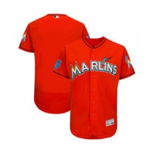 Men's Miami Marlins Customized Majestic Orange 2018 Spring Training Flex Base Team Jersey