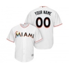 Men's Miami Marlins Customized White Cool Base Custom Baseball Baseball Jersey