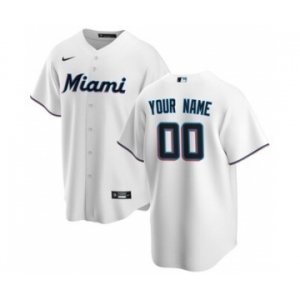 Men's Miami Marlins Home 2020 Baseball Custom Cool Base Jersey - White