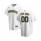 Men's Milwaukee Brewers Alternate 2020 Baseball Custom Cool Base Jersey - White Navy