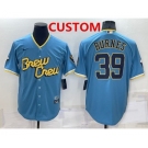 Men's Milwaukee Brewers Custom Blue 2022 City Connect Cool Base Stitched Jersey