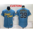 Men's Milwaukee Brewers Custom Blue 2022 City Connect Flex Base Stitched Jersey