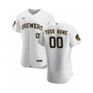 Men's Milwaukee Brewers Custom White Home 2020 Authentic Player Baseball Jersey