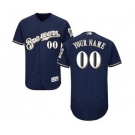 Men's Milwaukee Brewers Customized Alternate Home Navy Flex Base Custom Baseball Baseball Jersey