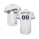 Men's Milwaukee Brewers Customized Home White Flex Base Custom Baseball Baseball Jersey