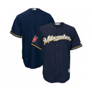 Men's Milwaukee Brewers Customized Majestic Navy 2018 Spring Training Cool Base Team Jersey