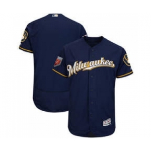 Men's Milwaukee Brewers Customized Majestic Navy 2018 Spring Training Flex Base Team Jersey