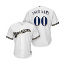 Men's Milwaukee Brewers Customized White Cool Base Custom Baseball Baseball Jersey