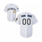 Milwaukee Brewers Personalized Custom white strip Baseball Jersey