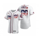 Men's Washington Nationals Custom White Fluttering USA Flag Limited Edition Authentic Baseball Jersey